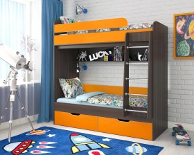 Кровать двухъярусная Юниор-5  Бодего/Оранжевый в Алдане - aldan.katalogmebeli.com | фото 1