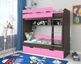 Кровать двухъярусная Юниор-5  Бодего/Розовый в Алдане - aldan.katalogmebeli.com | фото
