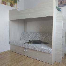 Кровать двухъярусная с диваном (Беленый дуб) в Алдане - aldan.katalogmebeli.com | фото