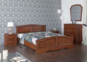 Кровать Елена из массива сосны 1600*2000 Орех в Алдане - aldan.katalogmebeli.com | фото