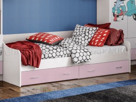Кровать Fashion-1 Вега 0,9 м (Белый/Розовый) в Алдане - aldan.katalogmebeli.com | фото 1