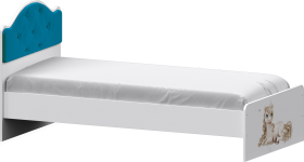 Кровать Каспер с мягкой спинкой и фотопечатью (800х1900)  Белый/Бирюза в Алдане - aldan.katalogmebeli.com | фото