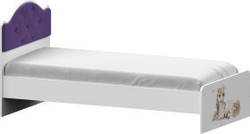Кровать Каспер с мягкой спинкой и фотопечатью (800х1900)Белый/Фиолетовый в Алдане - aldan.katalogmebeli.com | фото