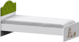 Кровать Каспер с мягкой спинкой и фотопечатью (800х1900)Белый/Лайм в Алдане - aldan.katalogmebeli.com | фото