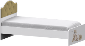 Кровать Каспер с мягкой спинкой и фотопечатью (800х2000)  Белый/Ваниль в Алдане - aldan.katalogmebeli.com | фото