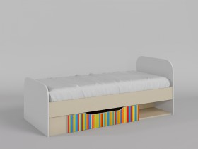 Кровать Клаксон без машинок 1650х750 (Белый/корпус Клен) в Алдане - aldan.katalogmebeli.com | фото