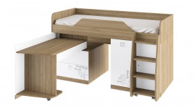 Кровать комбинированная «Оксфорд» (Ривьера/Белый с рисунком) в Алдане - aldan.katalogmebeli.com | фото 3