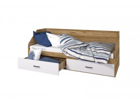 Кровать Лайт 800 с ящиками (Крафт золотой/Белый) в Алдане - aldan.katalogmebeli.com | фото
