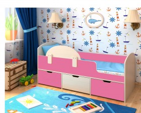 Кровать Малыш-мини Дуб молочный/Розовый в Алдане - aldan.katalogmebeli.com | фото