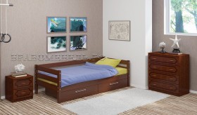 Кровать одинарная ГЛОРИЯ из массива сосны  900*2000 (Орех) в Алдане - aldan.katalogmebeli.com | фото