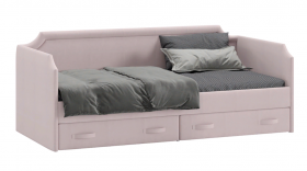 Кровать с мягкой обивкой и ящиками «Кантри» Тип 1 (900) (Велюр пудровый) в Алдане - aldan.katalogmebeli.com | фото