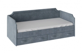 Кровать с мягкой обивкой и ящиками «Кантри» Тип 1 (900) (Замша синяя) в Алдане - aldan.katalogmebeli.com | фото