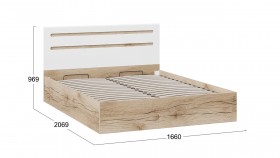 Кровать с подъемным механизмом «Фьюжн» Дуб Делано/Белый глянец в Алдане - aldan.katalogmebeli.com | фото 2