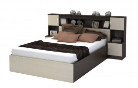 Кровать с прикроватным блоком КР 552 Спальня Basya (венге/белфорт) в Алдане - aldan.katalogmebeli.com | фото 1