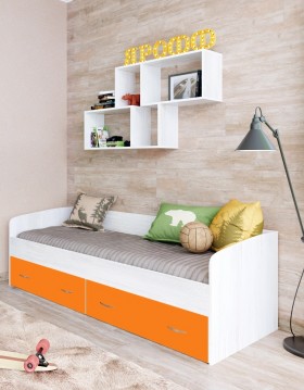 Кровать с выкатными ящиками Винтерберг/Оранжевый в Алдане - aldan.katalogmebeli.com | фото