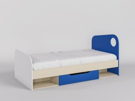 Кровать Скай 1950х950 (Синий/Белый/корпус Клен) в Алдане - aldan.katalogmebeli.com | фото