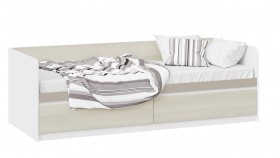 Кровать «Сканди» с 2 ящиками Дуб Гарден/Белый/Глиняный серый в Алдане - aldan.katalogmebeli.com | фото