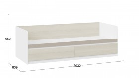 Кровать «Сканди» с 2 ящиками Дуб Гарден/Белый/Глиняный серый в Алдане - aldan.katalogmebeli.com | фото 3