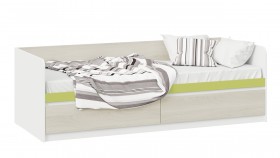 Кровать «Сканди» с 2 ящиками Дуб Гарден/Белый/Зеленый в Алдане - aldan.katalogmebeli.com | фото 1