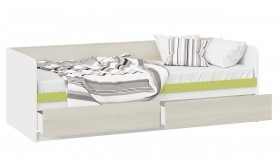 Кровать «Сканди» с 2 ящиками Дуб Гарден/Белый/Зеленый в Алдане - aldan.katalogmebeli.com | фото 2