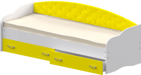 Кровать Софа-7 с мягкой спинкой (800х1900) Белый/Желтый в Алдане - aldan.katalogmebeli.com | фото