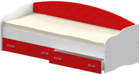Кровать Софа-7 с мягкой спинкой (800х1900) Белый/Красный в Алдане - aldan.katalogmebeli.com | фото