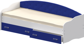 Кровать Софа-7 с мягкой спинкой (800х1900) Белый/Синий в Алдане - aldan.katalogmebeli.com | фото