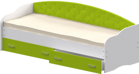 Кровать Софа-7 с мягкой спинкой (800х2000) Белый/Лайм в Алдане - aldan.katalogmebeli.com | фото