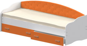 Кровать Софа-7 с мягкой спинкой (800х2000) Белый/Оранжевый в Алдане - aldan.katalogmebeli.com | фото