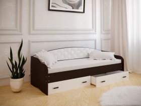 Кровать Софа-7 с мягкой спинкой (800х2000) Венге/ Белый в Алдане - aldan.katalogmebeli.com | фото 1
