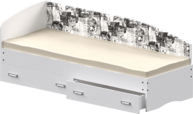 Кровать Софа-9 с мягкой спинкой с рисунком Милана (900х2000) Белый в Алдане - aldan.katalogmebeli.com | фото