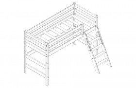 Кровать Соня вариант 6 полувысокая с наклонной лестницей Лаванда в Алдане - aldan.katalogmebeli.com | фото 2