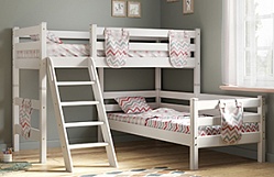 Кровать Соня вариант 8 угловая с наклонной лестницей Белый полупрозрачный в Алдане - aldan.katalogmebeli.com | фото