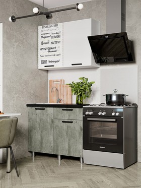 Кухня Ева 1.0 (белый/цемент светлый, фотопечать Правила дома) в Алдане - aldan.katalogmebeli.com | фото