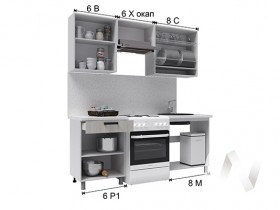 Кухня Кьяра 2.0 м с окапом (белый/карбон фарфор/26мм/дуб вотан) в Алдане - aldan.katalogmebeli.com | фото 2