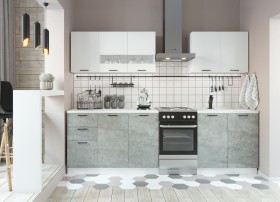 Кухонный гарнитур Дуся 2000 мм верх Белый бриллиант/низ Цемент в Алдане - aldan.katalogmebeli.com | фото