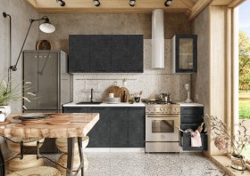 Кухонный гарнитур Нувель 1800мм белый/бетон черный в Алдане - aldan.katalogmebeli.com | фото