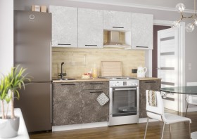 Кухонный гарнитур Нувель 2100мм белый/бетон коричневый в Алдане - aldan.katalogmebeli.com | фото 1