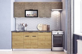 Кухонный гарнитур Стоун 2.2 (белый/камень темно-серый/акация светлая) в Алдане - aldan.katalogmebeli.com | фото