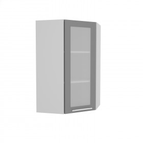 Квадро ВПУС 550 шкаф верхний угловой со стеклом высокий (Железо/корпус Серый) в Алдане - aldan.katalogmebeli.com | фото