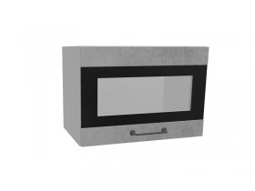 Лофт ПГСФ 500 шкаф верхний горизонтальный со стеклом и фотопечатью (Бетон светлый/корпус Серый) в Алдане - aldan.katalogmebeli.com | фото