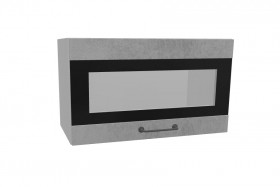 Лофт ПГСФ 600 шкаф верхний горизонтальный со стеклом и фотопечатью (Бетон светлый/корпус Серый) в Алдане - aldan.katalogmebeli.com | фото