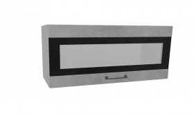 Лофт ПГСФ 800 шкаф верхний горизонтальный со стеклом и фотопечатью (Бетон светлый/корпус Серый) в Алдане - aldan.katalogmebeli.com | фото