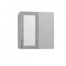 Лофт ПУС 650 шкаф верхний угловой со стеклом (Бетон светлый/корпус Серый) в Алдане - aldan.katalogmebeli.com | фото