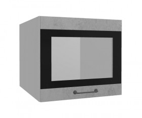Лофт ВПГСФ 500 шкаф верхний горизонтальный со стеклом высокий с фотопечатью (Бетон светлый/корпус Серый) в Алдане - aldan.katalogmebeli.com | фото