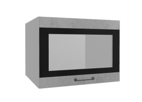 Лофт ВПГСФ 600 шкаф верхний горизонтальный со стеклом высокий с фотопечатью (Бетон светлый/корпус Серый) в Алдане - aldan.katalogmebeli.com | фото