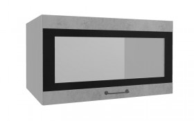 Лофт ВПГСФ 800 шкаф верхний горизонтальный со стеклом высокий с фотопечатью (Бетон светлый/корпус Серый) в Алдане - aldan.katalogmebeli.com | фото