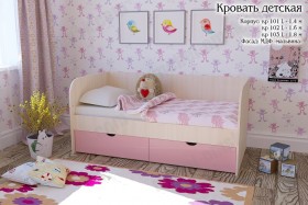 Мальвина Кровать детская 2 ящика 1.6 Розовыйй глянец в Алдане - aldan.katalogmebeli.com | фото