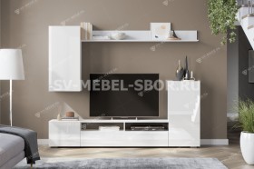 Мебель для гостиной МГС 4 (Белый/Белый глянец) в Алдане - aldan.katalogmebeli.com | фото 1