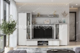 Мебель для гостиной МГС 5 Цемент светлый / Белый в Алдане - aldan.katalogmebeli.com | фото